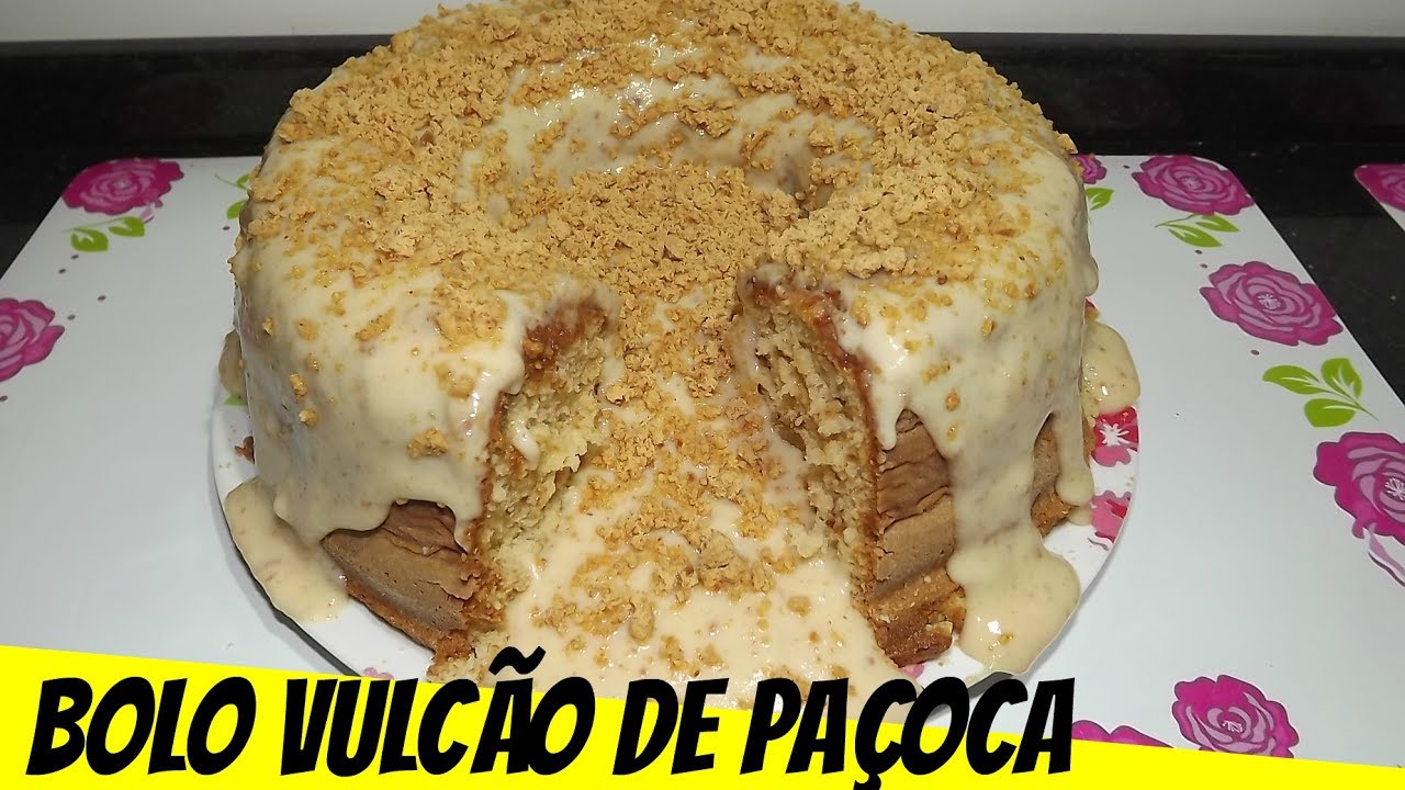 Como fazer bolo vulcão de paçoca