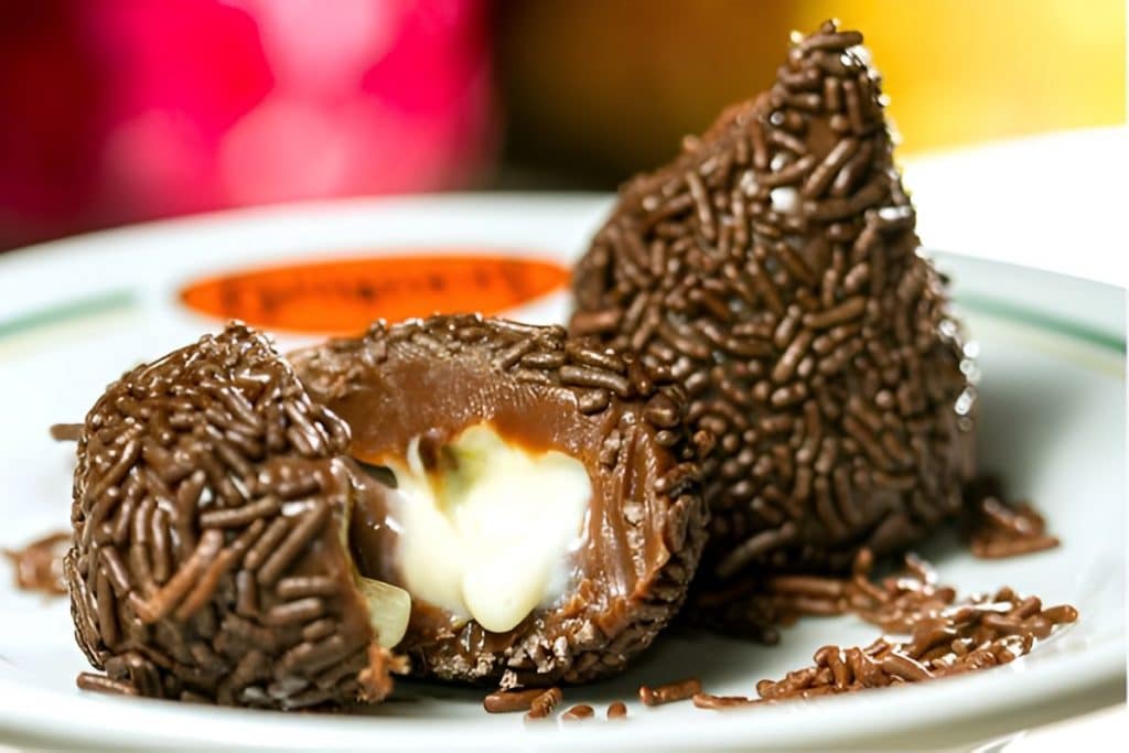 Brigadeiro recheado com mousse de limão