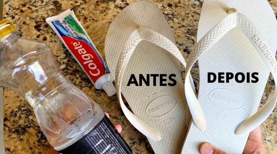 Como fazer misturinha caseira para limpar chinelos e tênis brancos 