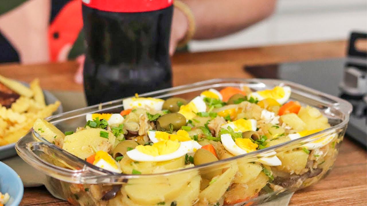 Como fazer salada de bacalhau com batata