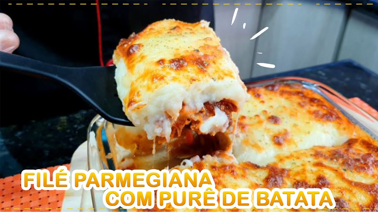 frango à parmegiana com purê de batata