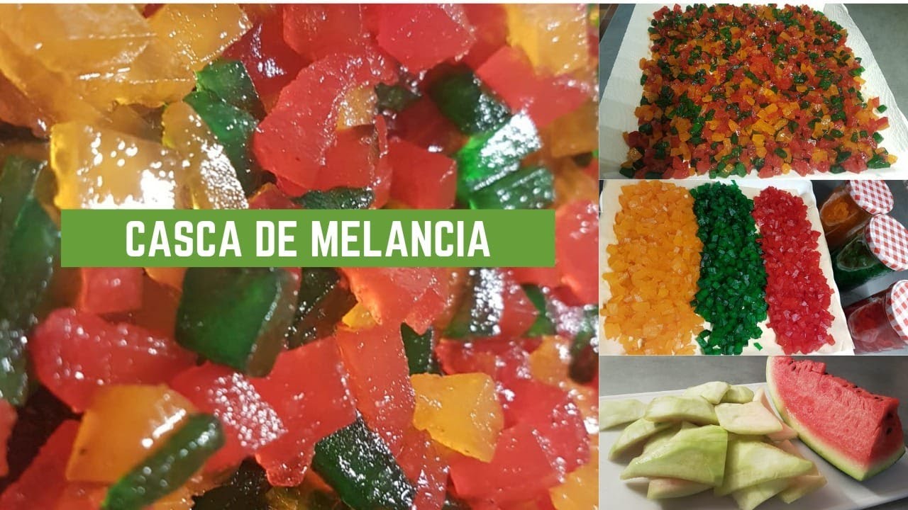 frutas cristalizadas com casca de melancia