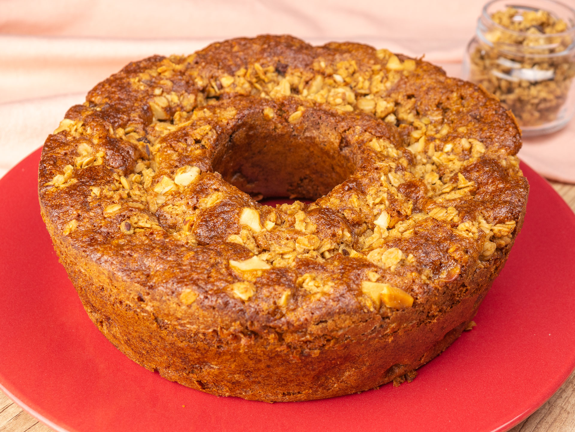 Bolo de Granola com Maçã Saudável