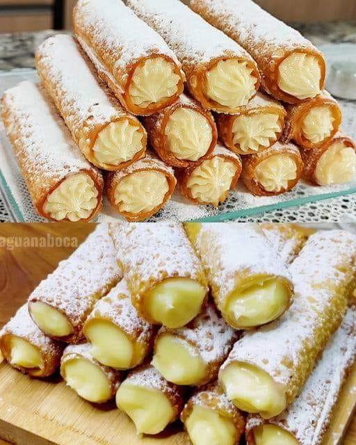 Cannoli com massa de pastel