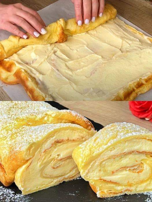 Rocambole Cremoso de pão de forma